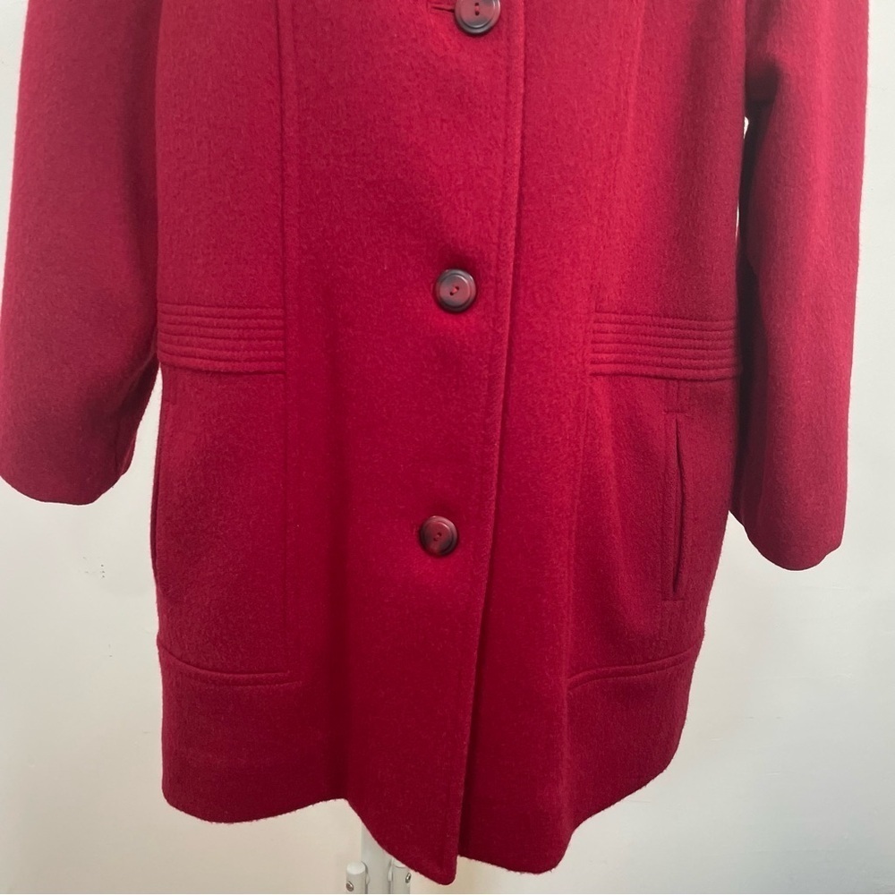 Vintage Chic London Fog Size 8-M Red 100% Wool Coat Classic Retro Glam Elegant - Picture 3 of 16